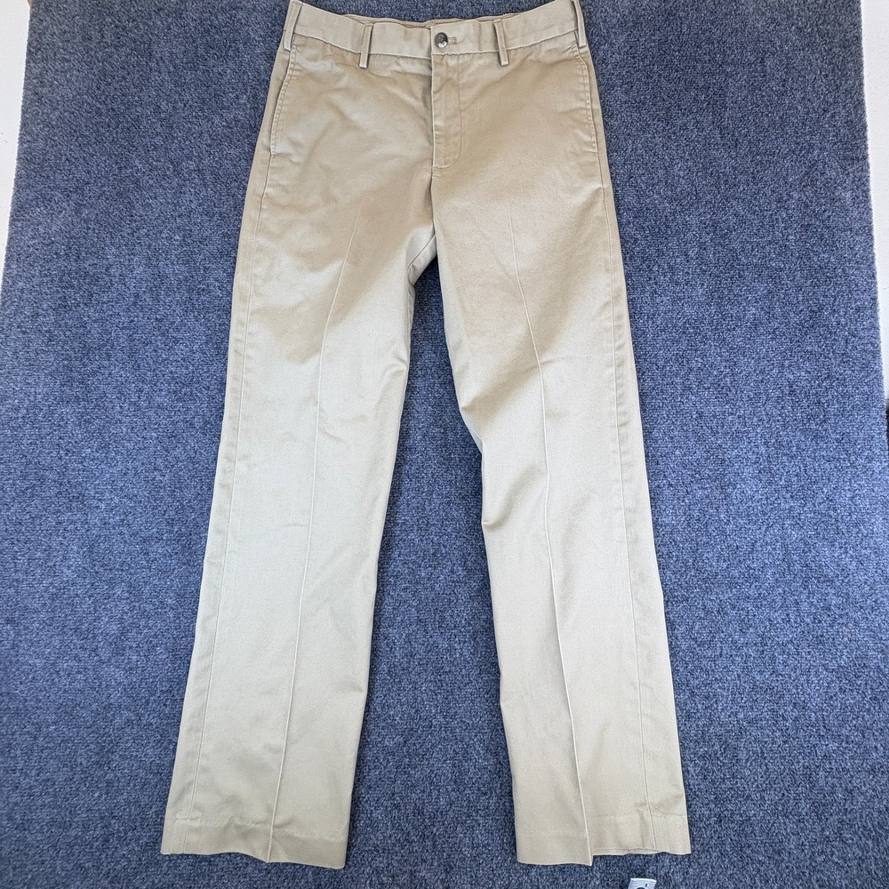 Izod Madison Chino Pants Mens 33x33 Khaki Cotton Golf Classic Fit Straight Leg